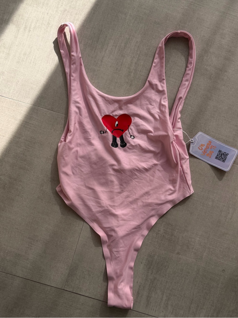Bad Bunny Un Verano sin ti bodysuit pink swimsuit size M - new with tags